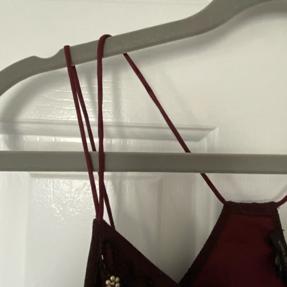 River island beaded tank top plum maroon strap - Picture 6 of 14